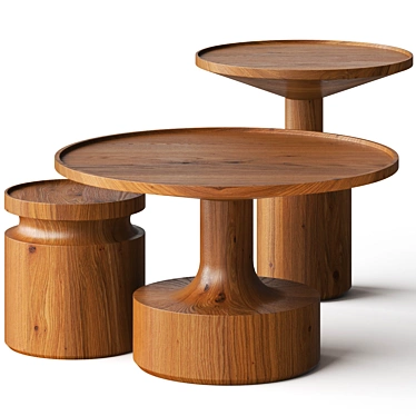 Modern Coffee Side Tables Set 3D model image 1 