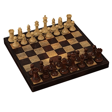 Carved Chess Set for High-res Visuals 3D model image 1 