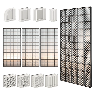 Square Glass Block Partition 3D model image 1 