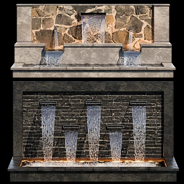 Modern Waterfall Fountains: Intricate Detail 3D model image 1 