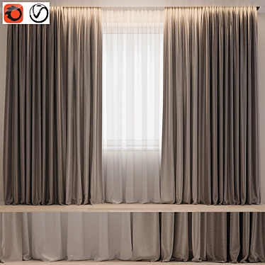 Modern Linen Window Curtain Set 3D model image 1 