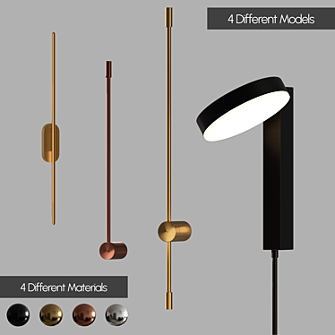 Modern Swivel LED Wall Lamp 3D model image 1 