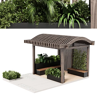 Modern Outdoor Furniture Set with Greenery 3D model image 1 