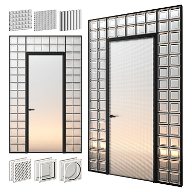 Glass Block Entry Door Aladin 3D model image 1 