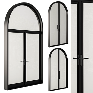 Arched Metal Glass Door Model 3D model image 1 