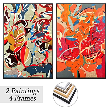 Artwork Set with Multiple Frames 3D model image 1 