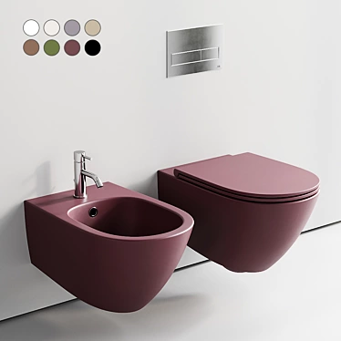  Aquatech Wall-Hung Ceramic Bathroom Set 3D model image 1 