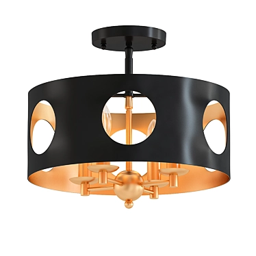 Matte Black Drum Ceiling Light 3D model image 1 