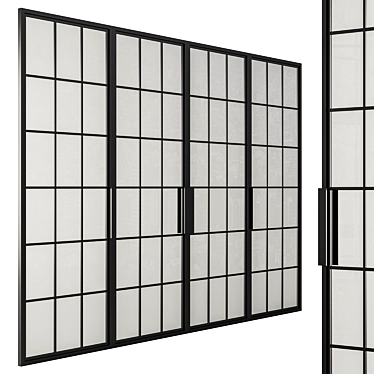 Sleek Metal Glass Door 3D model image 1 