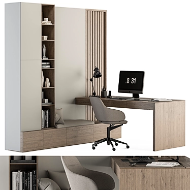 Modern Home Office Desk Set 3D model image 1 