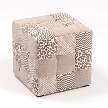 Patchwork Pouf Ottoman Stool 3D model image 1 