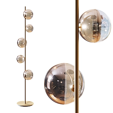 Elegant Metal Glass Floor Lamp 3D model image 1 