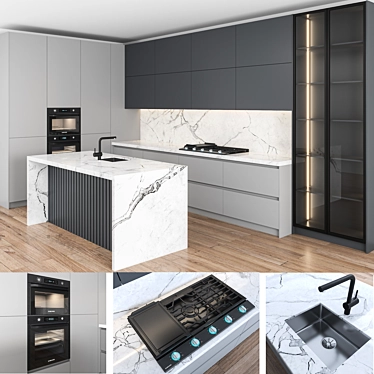 Contemporary Chef's Dream Kitchen 3D model image 1 