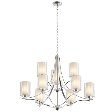 Sleek Elmwood Park Chandelier in Brushed Nickel 3D model image 1 