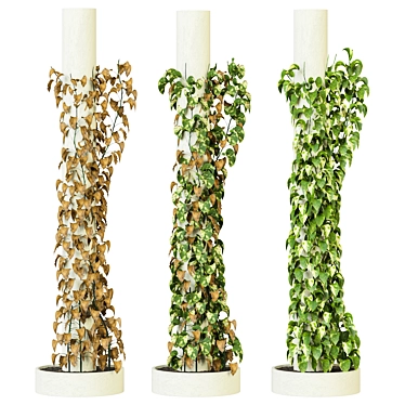 Outdoor Flowering Plant Column Set 3D model image 1 