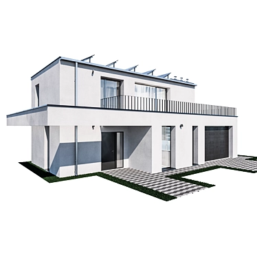 Nighttime Modern House 3D Model 3D model image 1 