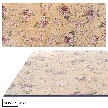 Shabby Chic Pink-Rose Wool Rug 3D model image 1 