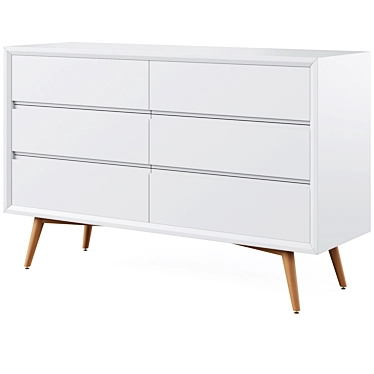 Modern Kids' Mid-Century Wide Dresser 3D model image 1 