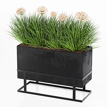 Modern Flowerbox with Plants 3D model image 1 