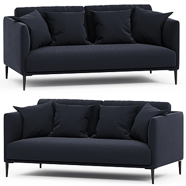 Modern Velvet Oscar Compact Sofa 3D model image 1 