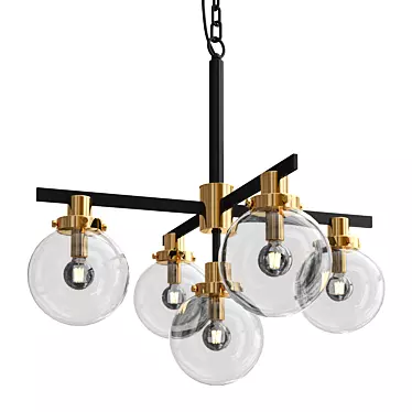 Matte Black and Gold Chandelier 3D model image 1 