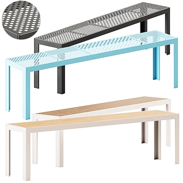 Urban Fusion Wooden Bench, 161cm 3D model image 1 