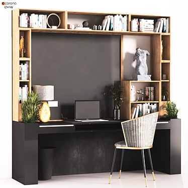 Modern Home Office Work Desk 3D model image 1 