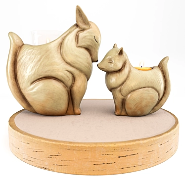 Sleek Fox Candle Holder 3D model image 1 