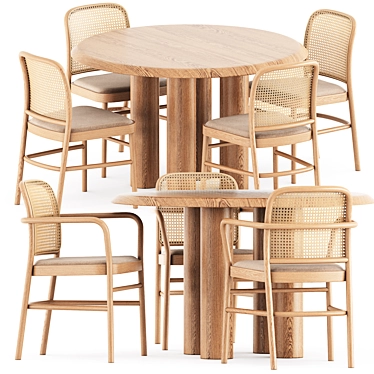 Modern Bent Chairs & Islets Table 3D model image 1 