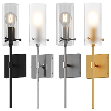 Modern Metal Wall Sconce Collection 3D model image 1 