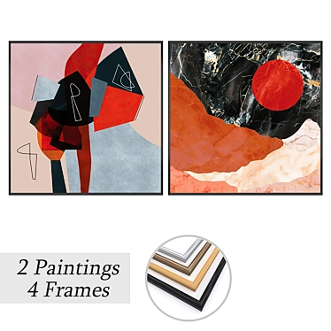 Modern Art Set with Frames 3D model image 1 