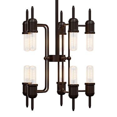 Industrial Chic Iron Edison Chandelier 3D model image 1 