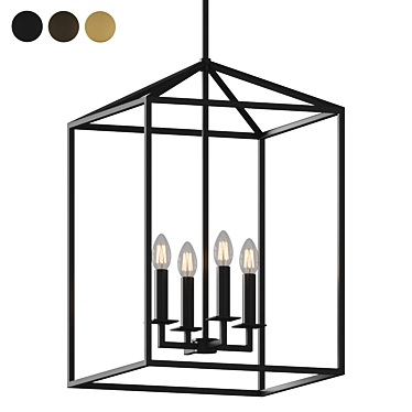 Modern Rectangular Lantern Chandelier 3D model image 1 