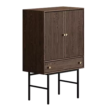 Clearbrook Oak Cabinet with Metal Legs 3D model image 1 