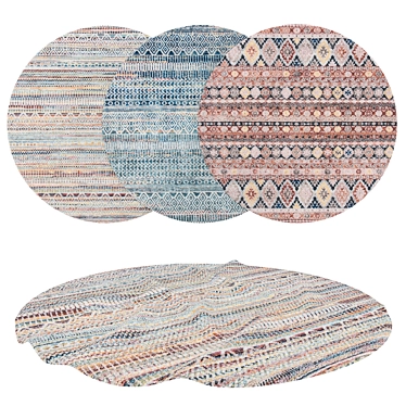 Round Rugs Set with Variants 3D model image 1 