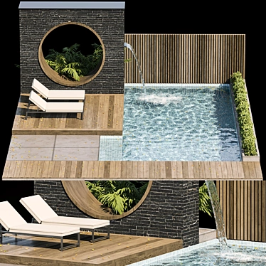 Waterfall Garden Furniture Set 3D model image 1 