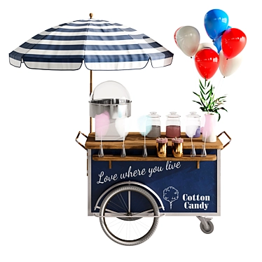 Vintage Cotton Candy Cart Kit 3D model image 1 