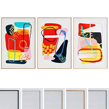 Modern Abstract Frame Set with Glass 3D model image 1 