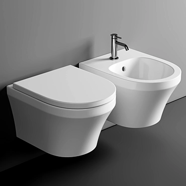 Modern Luna Wall-Hung Toilet 3D model image 1 