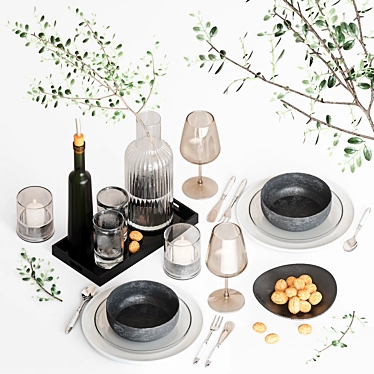 Minimalistic Table Setting Pack 3D model image 1 