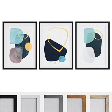 Modern Abstract Picture Frame Trio 3D model image 1 