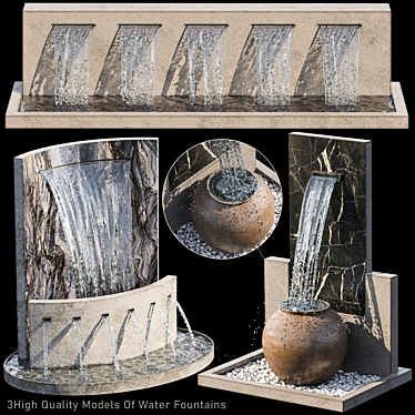 Cascading Water Fountains Garden Decor 3D model image 1 