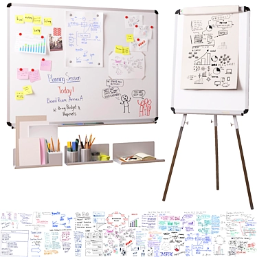 Magnetic Marker Board Kit, Office Essentials 3D model image 1 