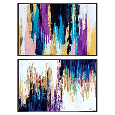 Abstract Art Set with Frames 3D model image 1 