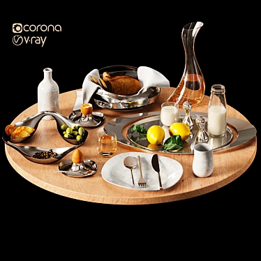 3D Breakfast Table Set Bundle 3D model image 1 