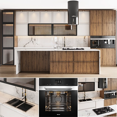 Modern Kitchen 3D Model Set 3D model image 1 