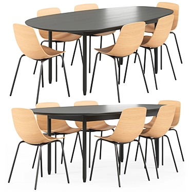 Modern Dining Set Sleek Design 3D model image 1 