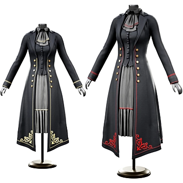 Vintage Gothic Dress 3D Model 3D model image 1 