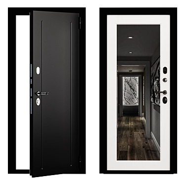 Flash Metal Door with Mirror 3D model image 1 