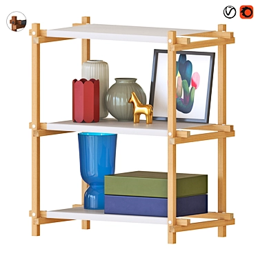  Modern Low Column Woody Shelf 3D model image 1 